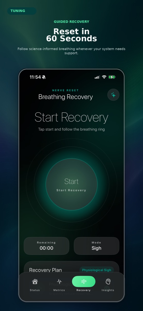 Reset in 60 seconds — guided breathing